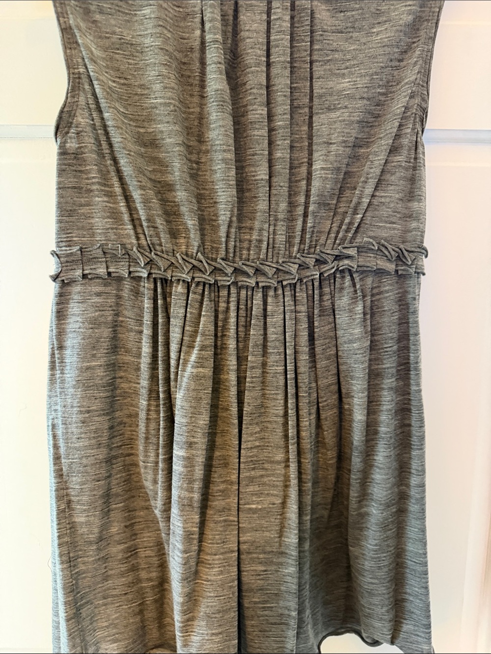 Gray Sleeveless Knit Dress with Braided Trim - Picture 3 of 5